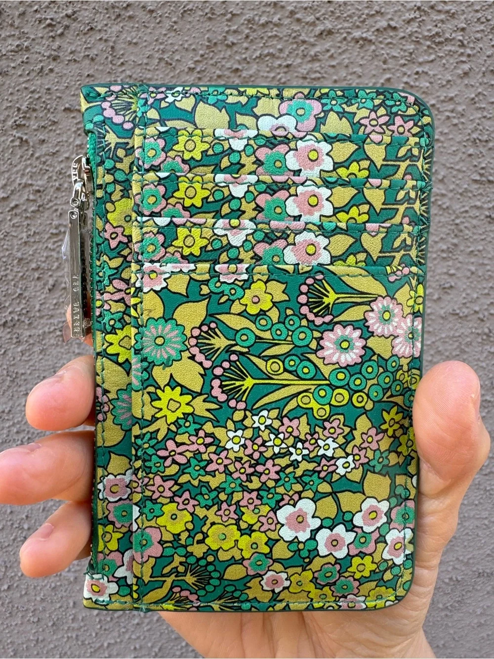 Ted Baker London Emerald Garcet Flirty Texture Floral Zip Card Holder